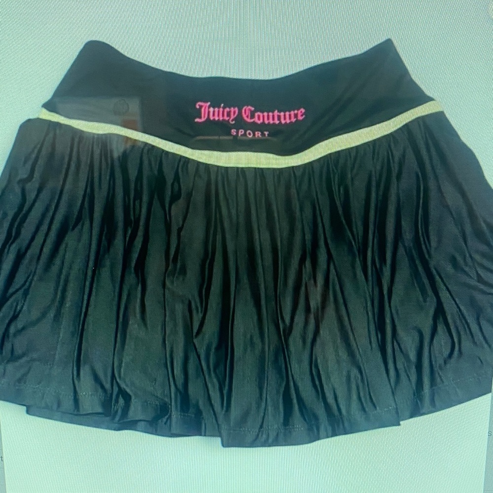 Juicy Couture Black Skater Skirt with Cream Trim and Pink Logo